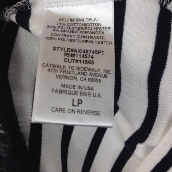 Pleione Peplum Striped Blue Sheer Top Blouse Size LP - Picture 5 of 8